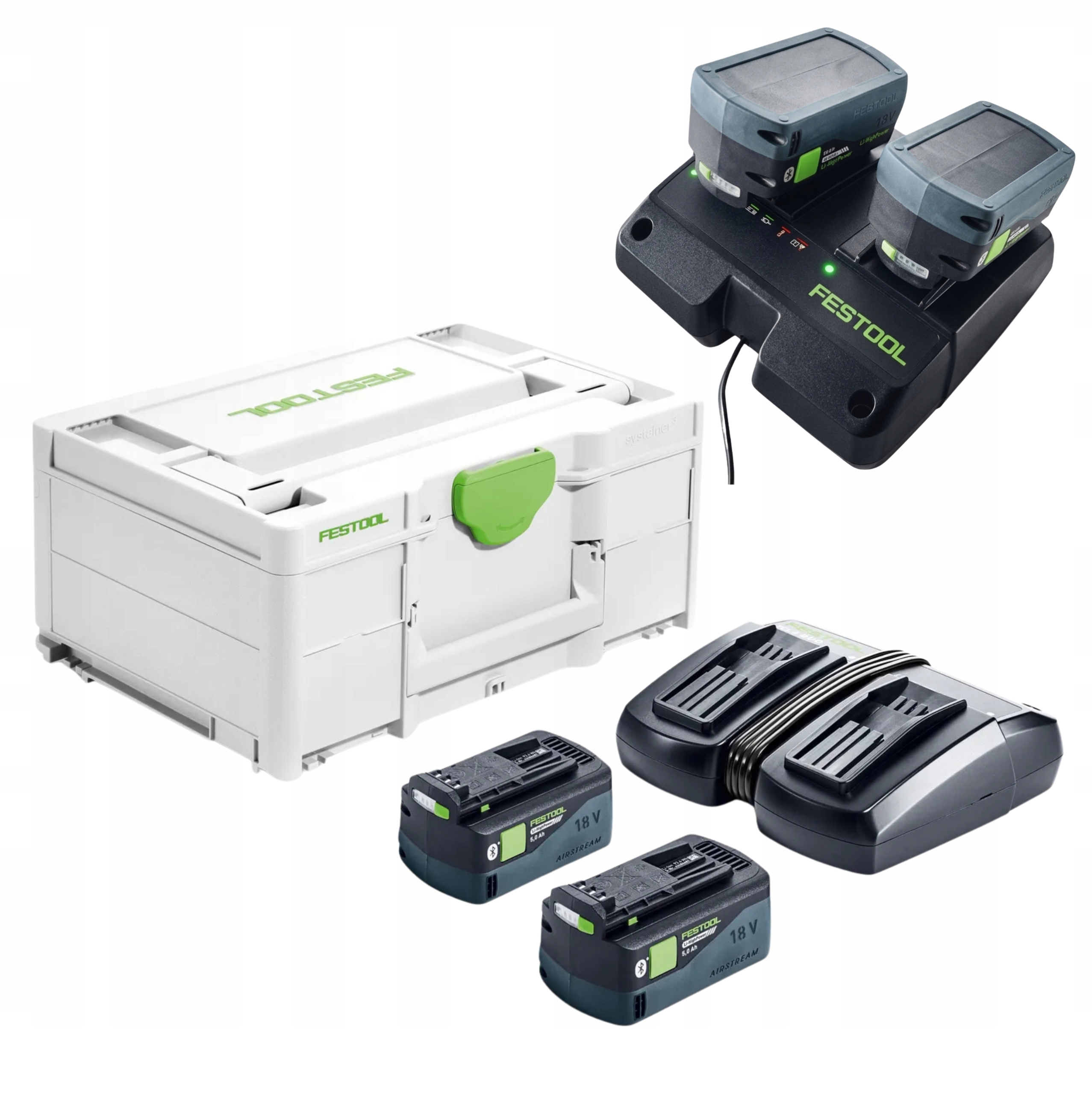 2x Akumulator 5,0 Ah 18V Ładowarka Tcl 6 Duo Zestaw Energii Festool 578679