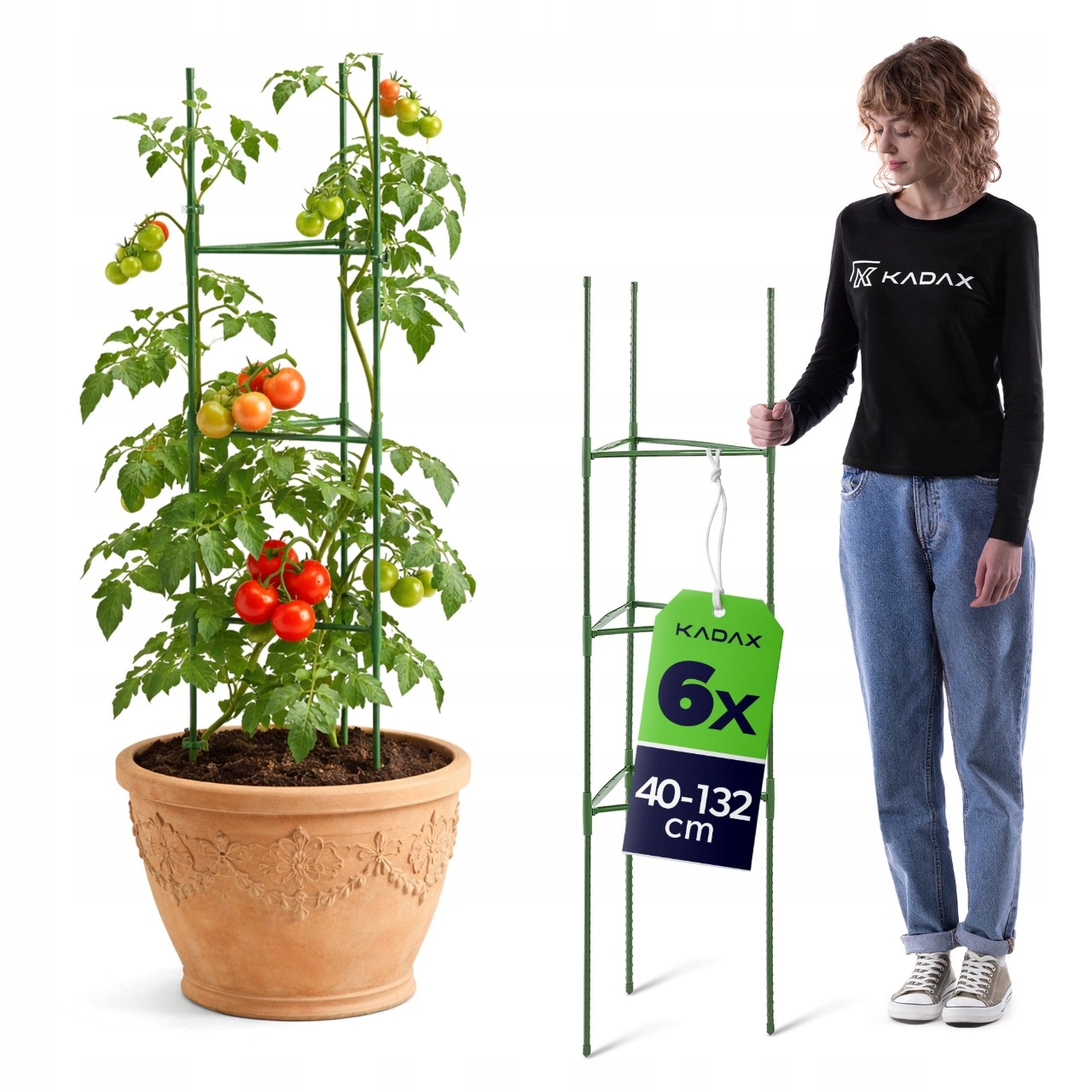 6 SZT PODPORA DO POMIDORÓW 132 cm ROŚLIN OGRODOWA TRÓJKĄTNA TYCZKA PALIK