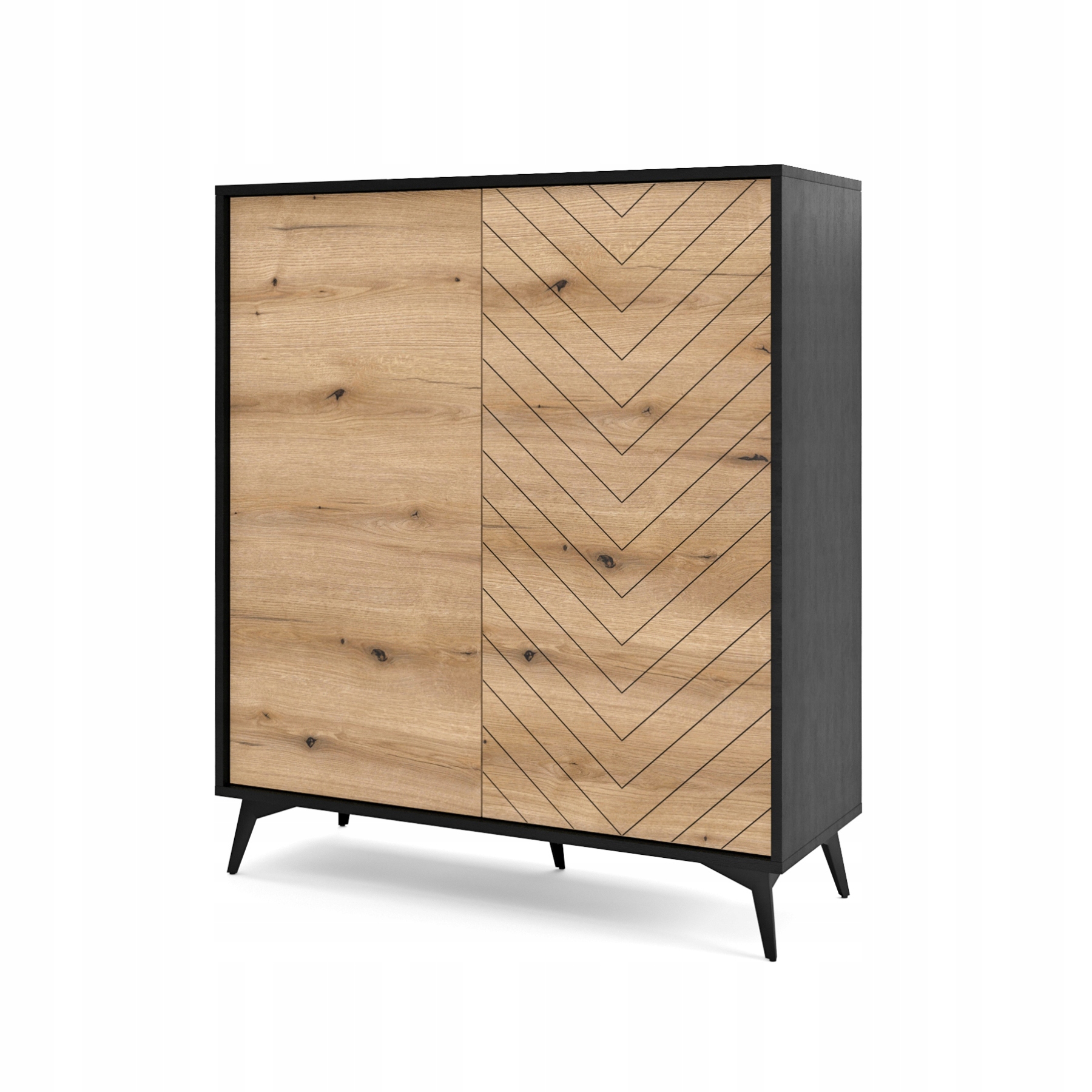 Komoda vysoká 2dveřová Boulia 104 cm černá/dub jedle