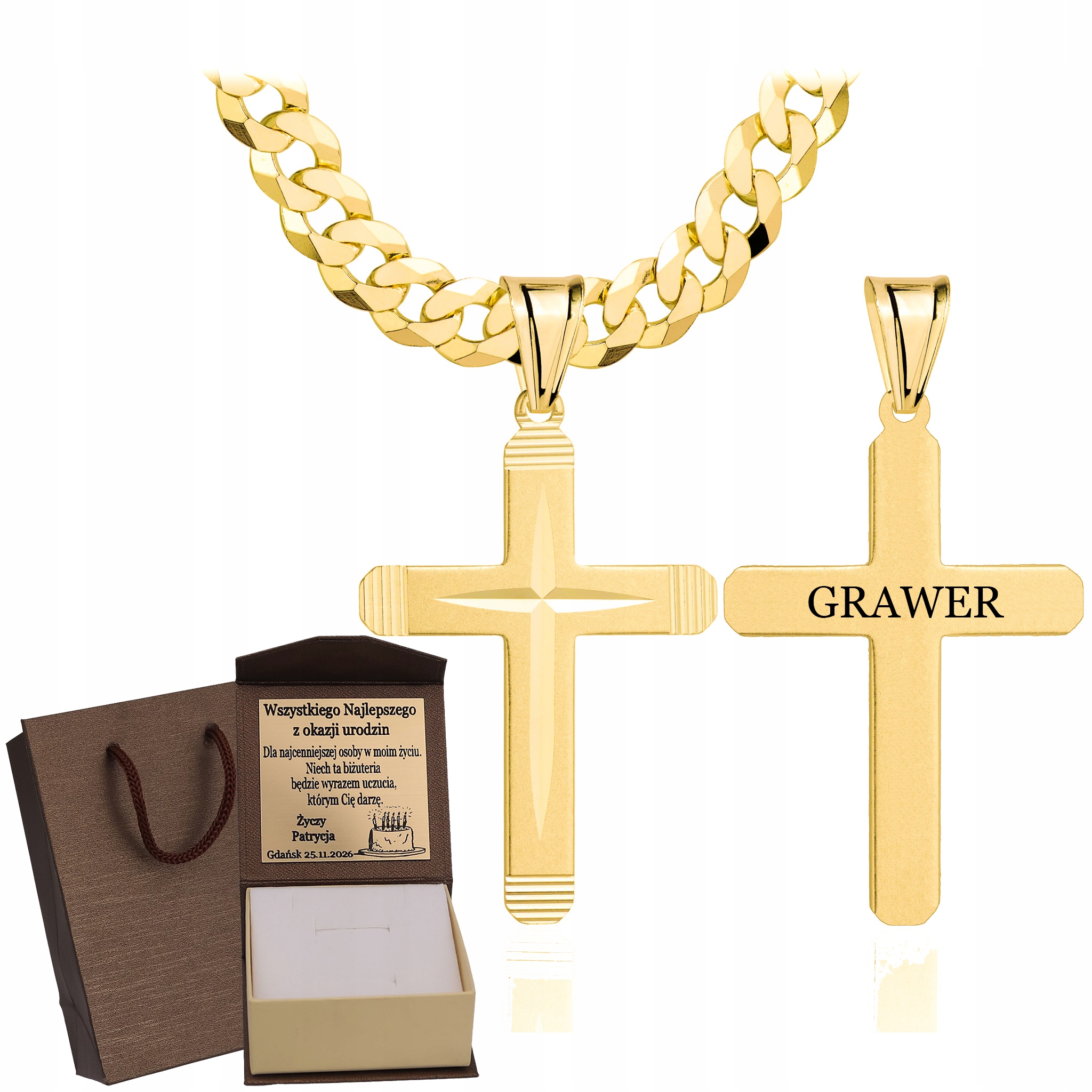 Pánský Řetízek Pancr Křížem Ryzost 925 585, Gravírování Bonus