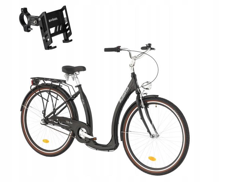 Rower miejski Indiana Moena A3B 28 cali Czarny Uchwyt na telefon Vögel