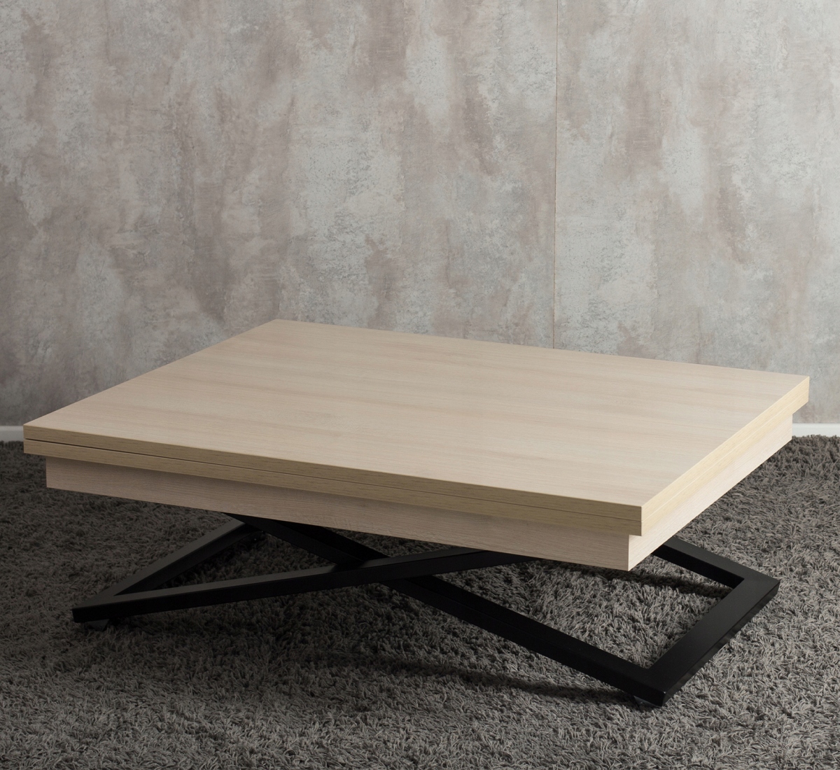 Ławostół rozkładany podnoszony nowoczesny loft 101-202/80/35-76cm dąb jasny