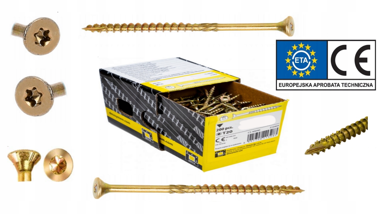 TESÁRSKE SKRUTKY DO DREVA CS 4,5x60 TORX KUŽEĽOVÁ HLAVICA DOMAX 200 KUSOV