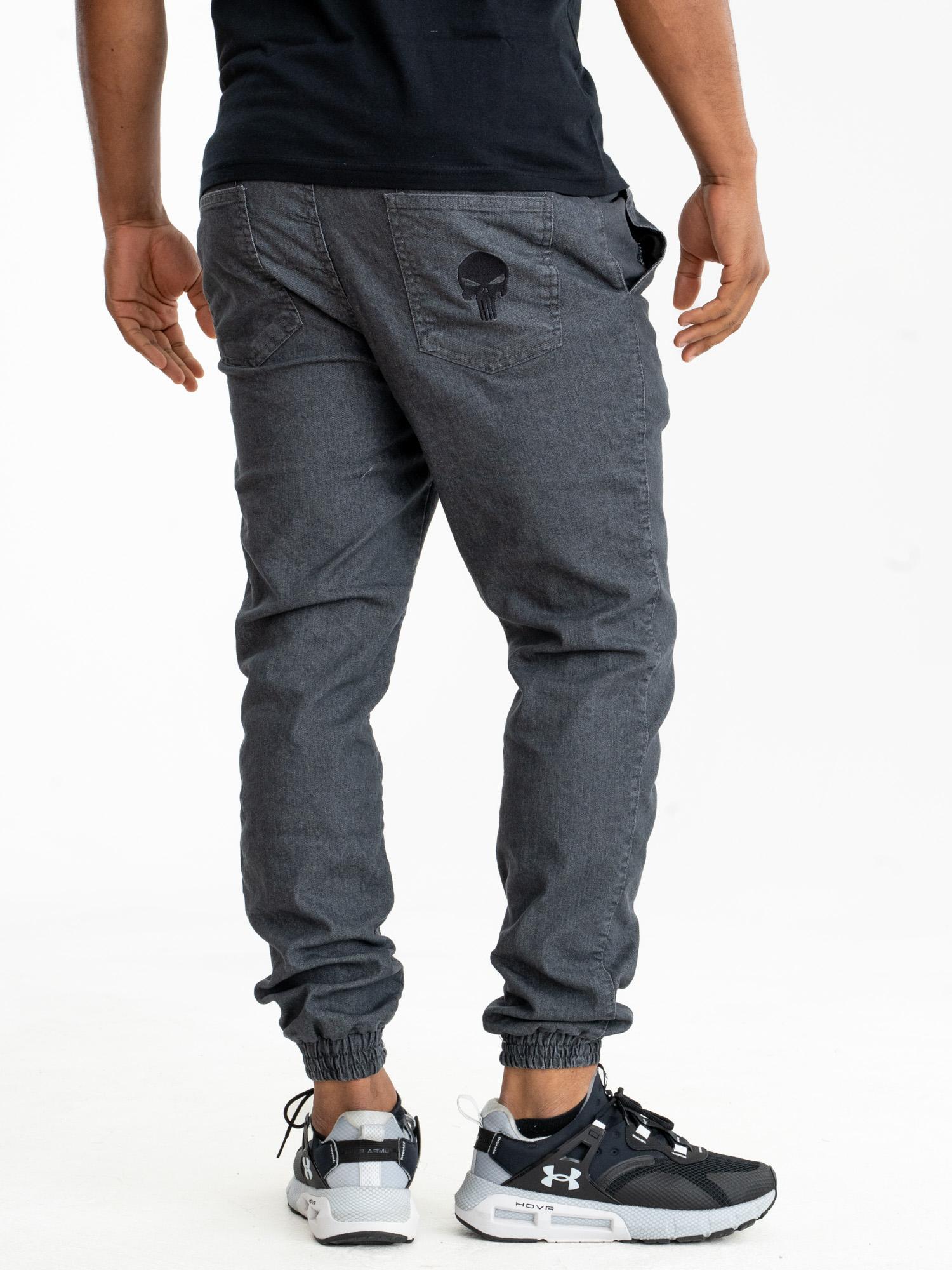 Pánske džínsové NOHAVICE PUNISHER logo Marvel Sťahovák módne štýlové šedé L