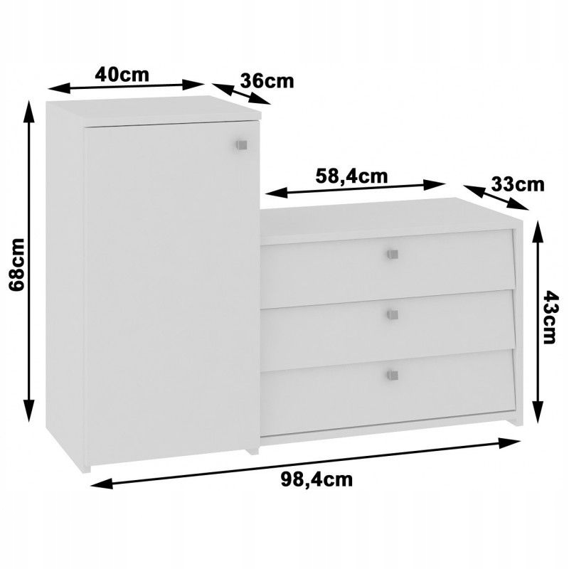 SZAFKA NA BUTY KOMODA PÓŁKA REGAŁ 100cm BIAŁA MAT Marka Akord