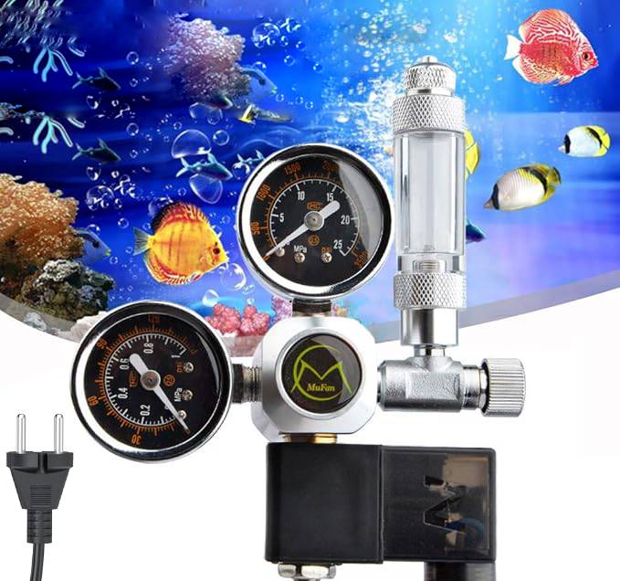 Redukce pro akvárium CO2 lahví dva manometry