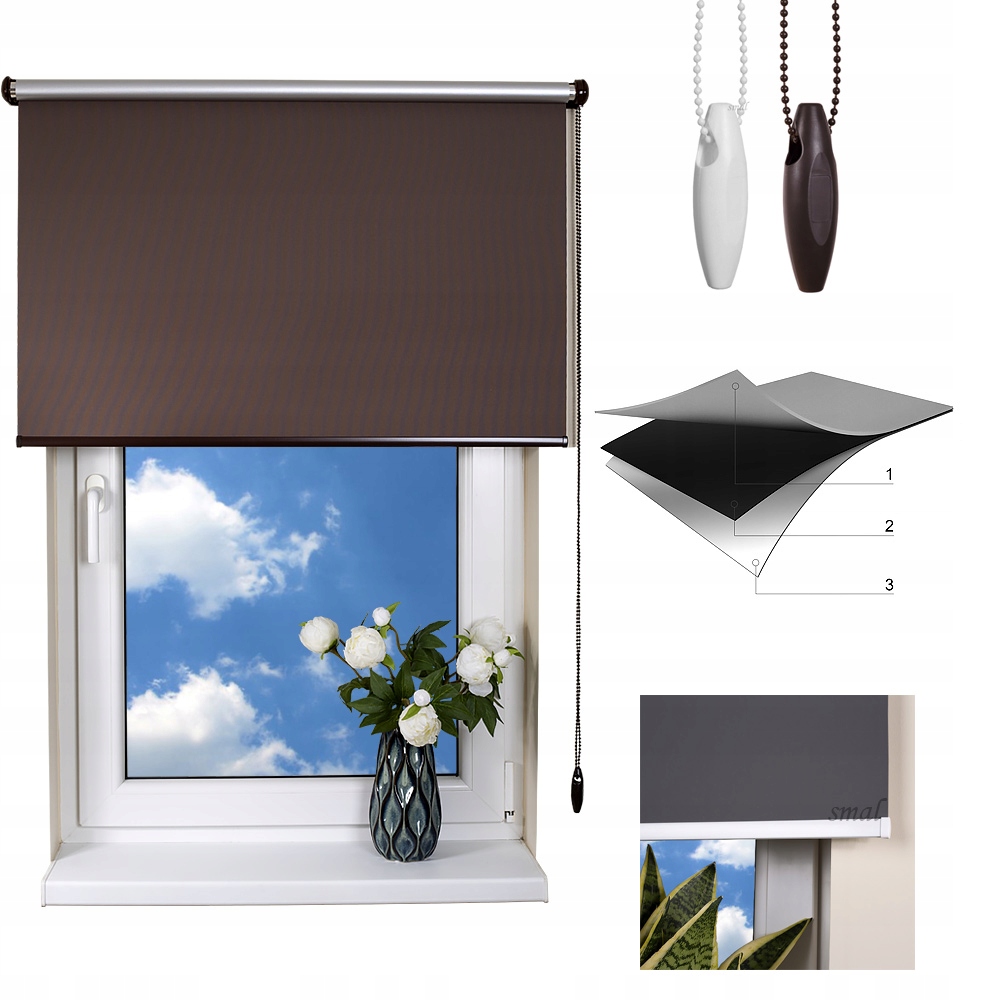 Roleta 150 x 230 cm Zaciemniająca 100% Termiczna wolnowisząca ścienna sufit