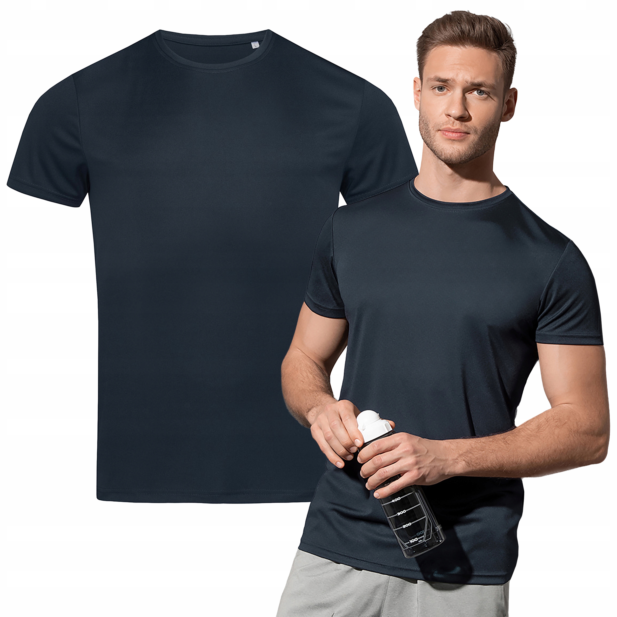 Koszulka sportowa t-shirt męska treningowa siłownia oddychająca granat M