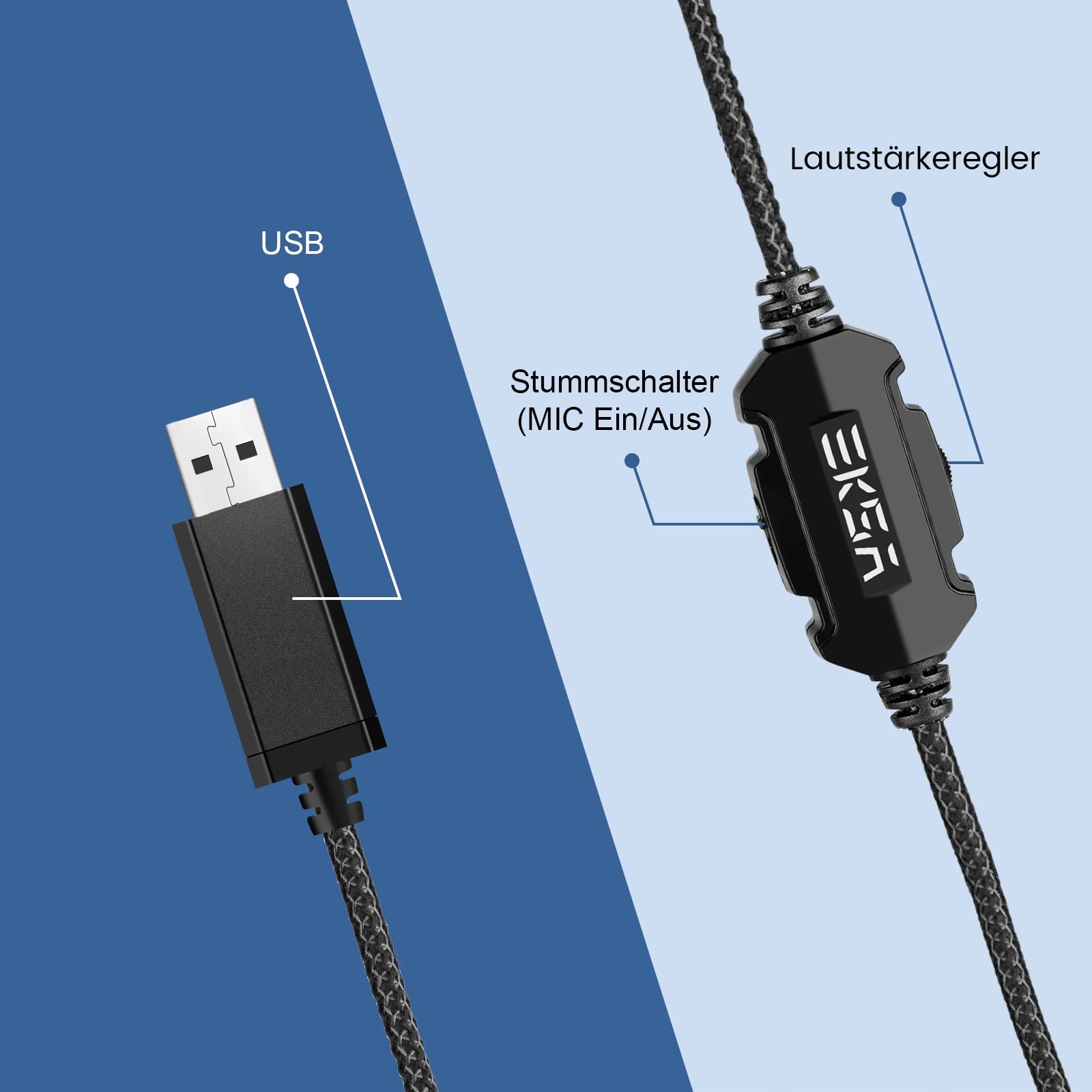 EKSA E1000 Słuchawki Gamingowe USB z Mikrofonem RGB do PC PS4 PS5 Laptop — miniatura 2