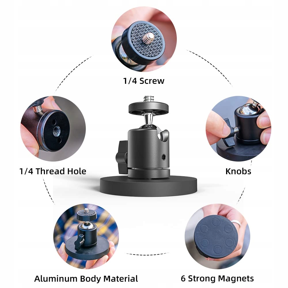 SUREWO Magnetyczny Uchwyt Do Kamer GoPro 360 Stopni Kompatybilny Z DJI — miniatura 3