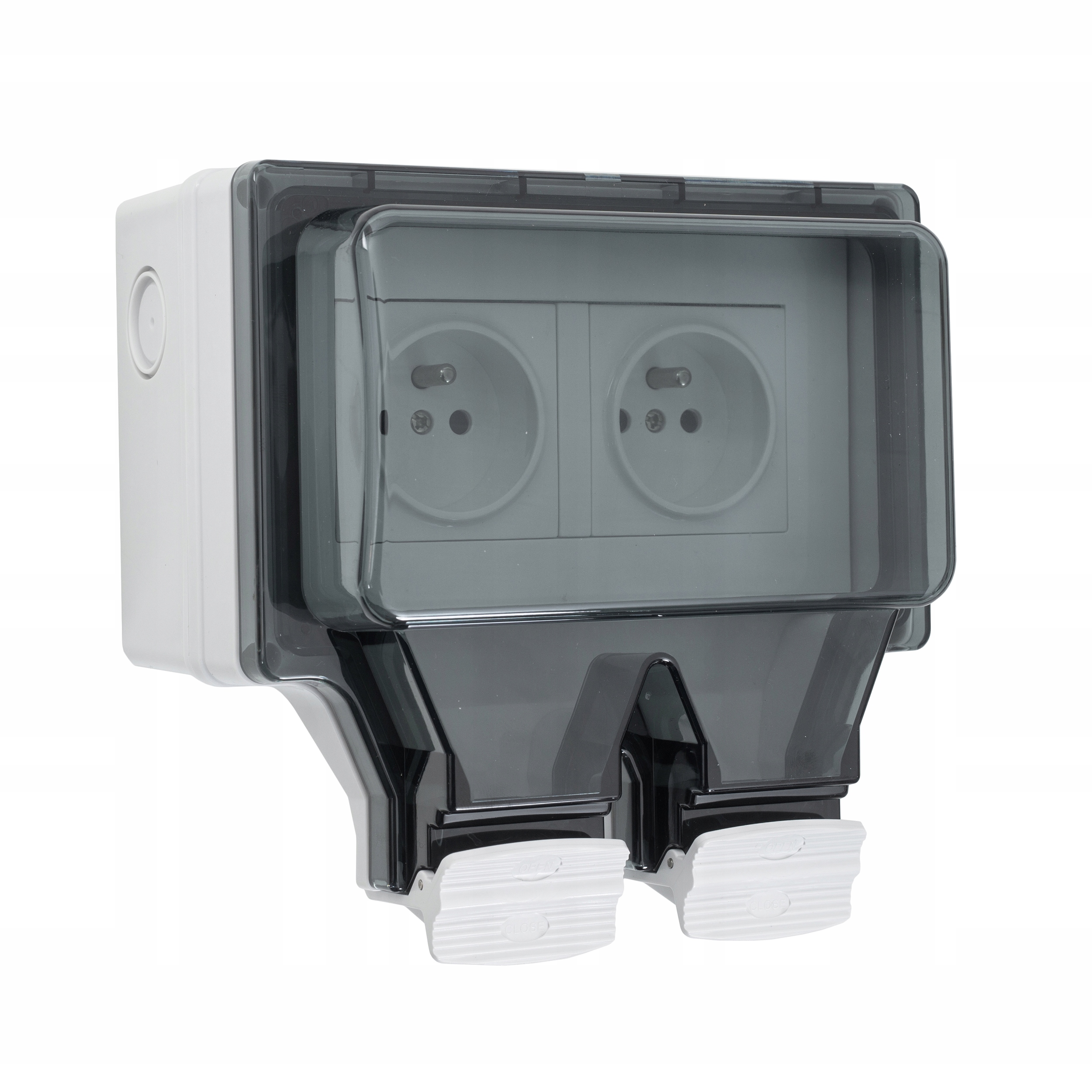 SOLIDNE GNIAZDO 230 V PODWÓJNE NATYNKOWE ZEWNĘTRZNE HERMETYCZNE IP66