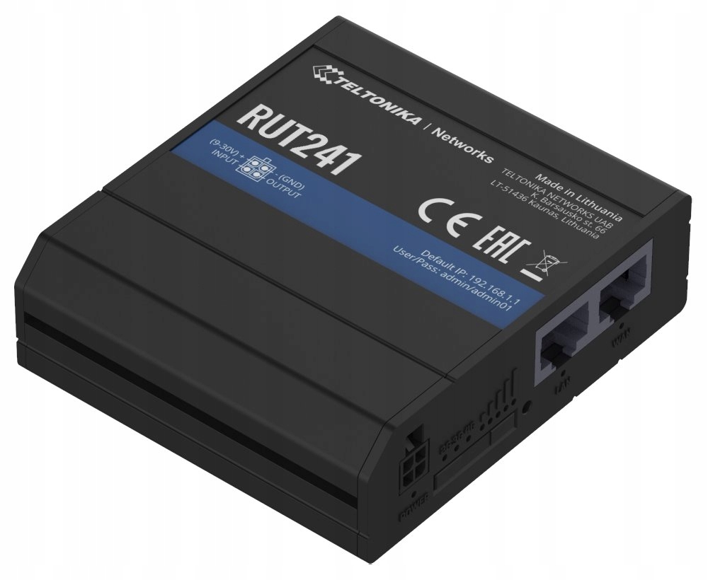 Teltonika Lte Wi-Fi Router RUT241, 2,4 GHz, 802.11b/g/n, 2/3/4G, Lte, 1x DI