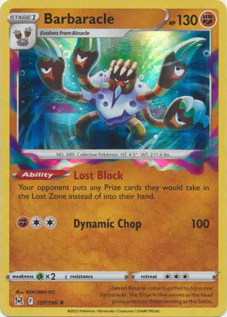 Barbaracle 107/196 Holo Rare Pokemon