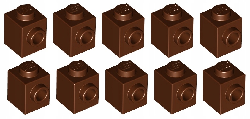 

Lego klocek 1x1 1 pin z boku brązowy 10 szt 87087