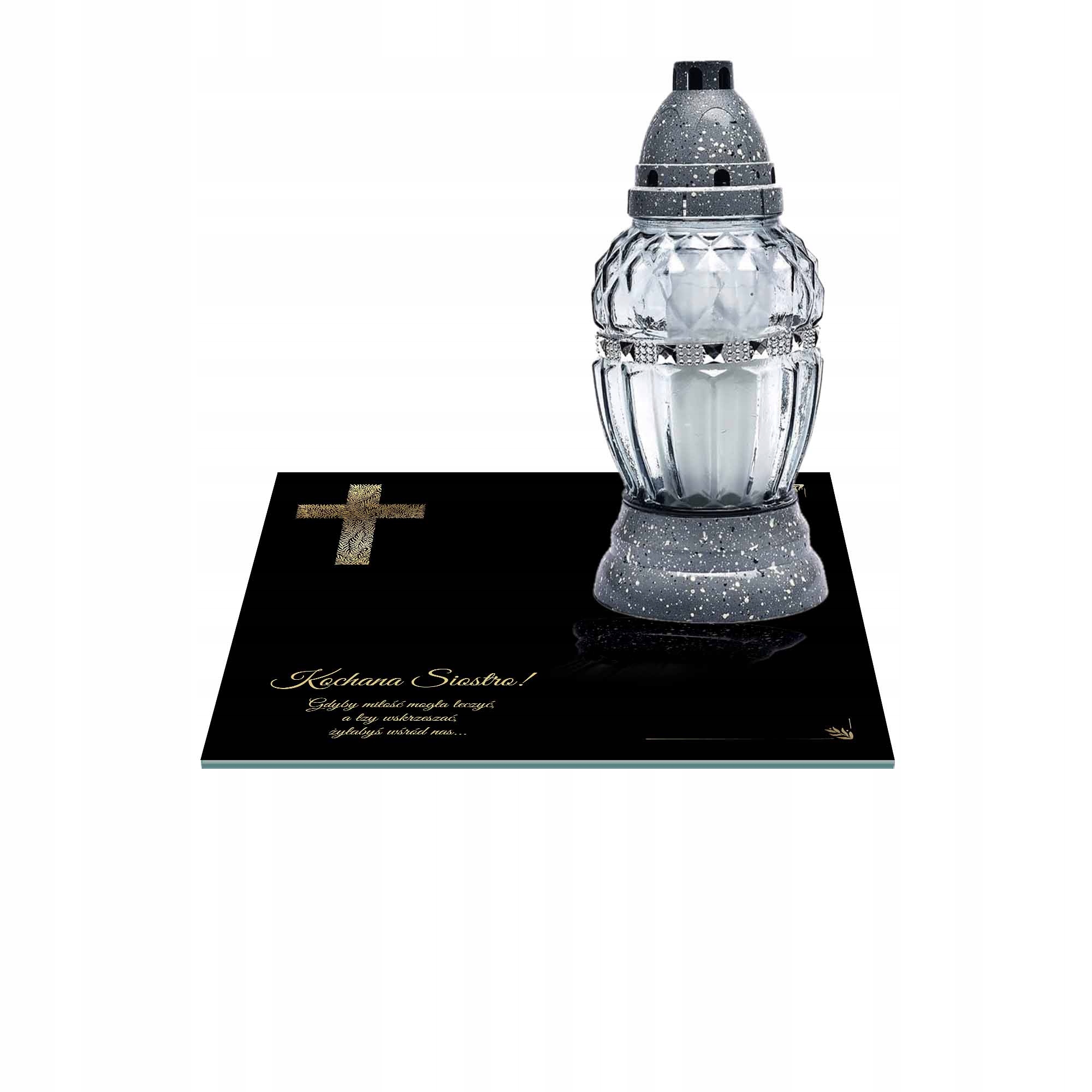 SZKLANA PODSTAWKA POD ZNICZE 25x25cm 505e Siostro