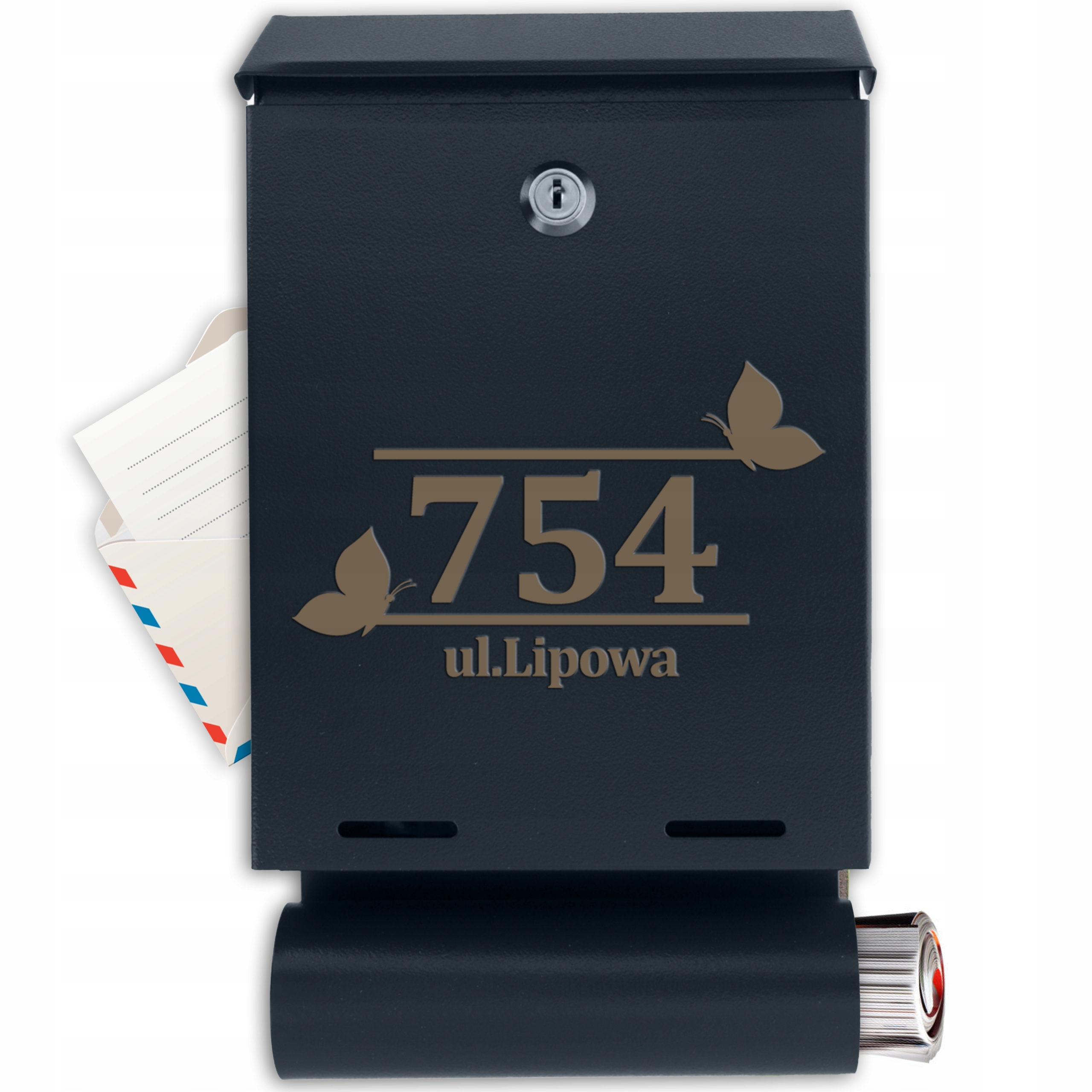 Poštovní Schránka Na Dopisy S Číslem Domu Adresou Antracit S Novinovým Tubem