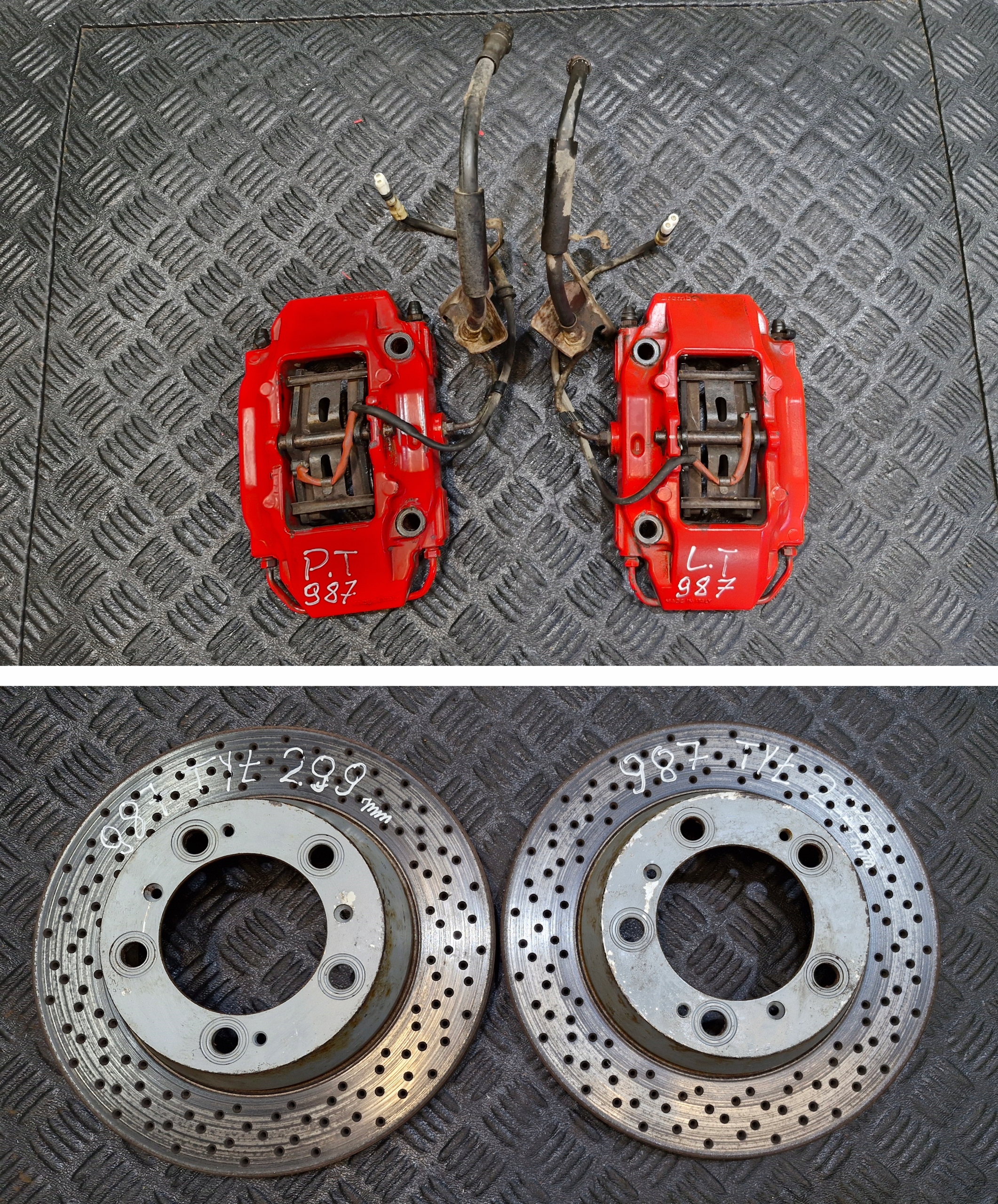 caliper rear part left + right BREMBO + discs 299MM PORSCHE BOXSTER CAYMAN S 987