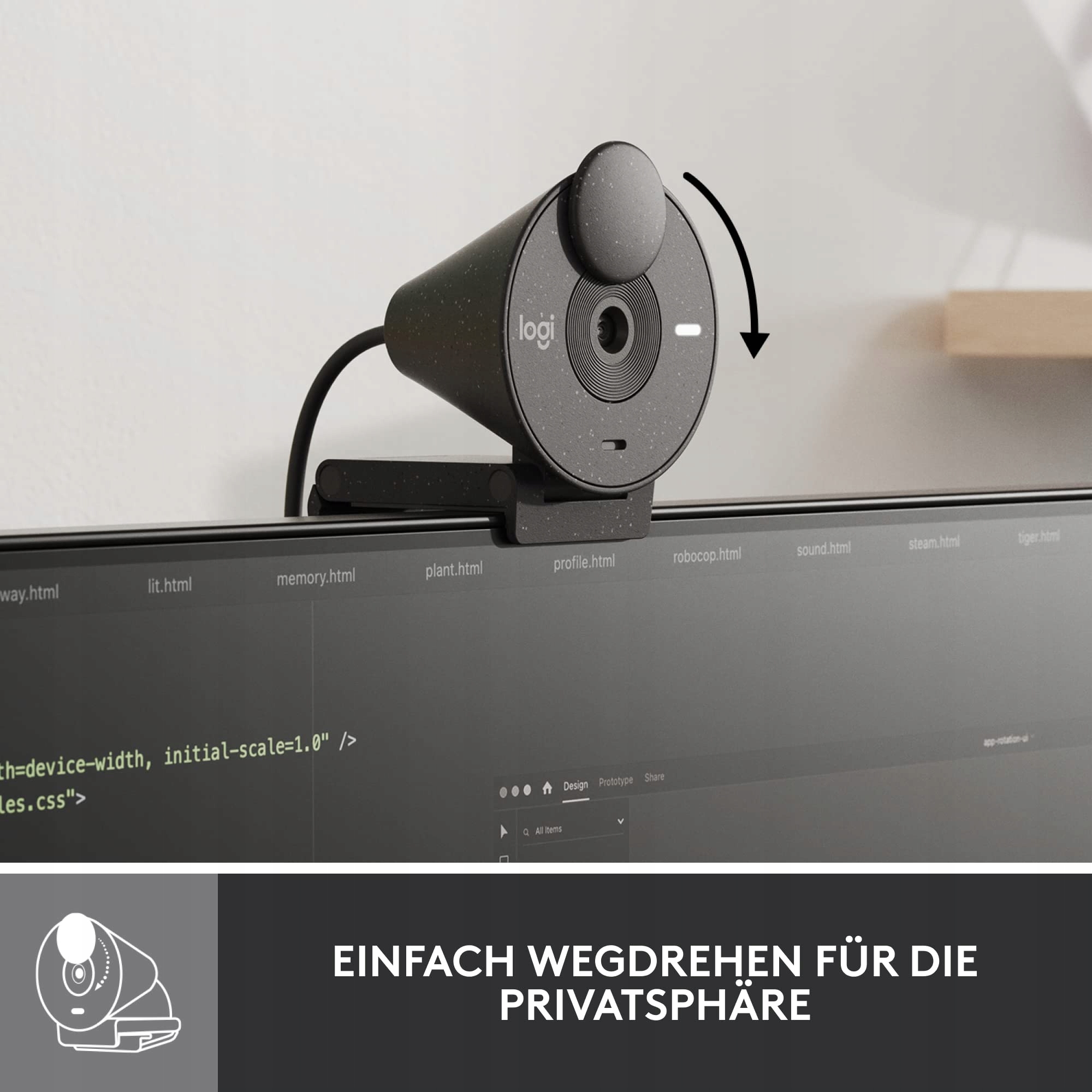 LOGITECH Brio 300 Kamera Full HD Mikrofon USB-C Zoom Teams Meet Graphit — miniatura 6