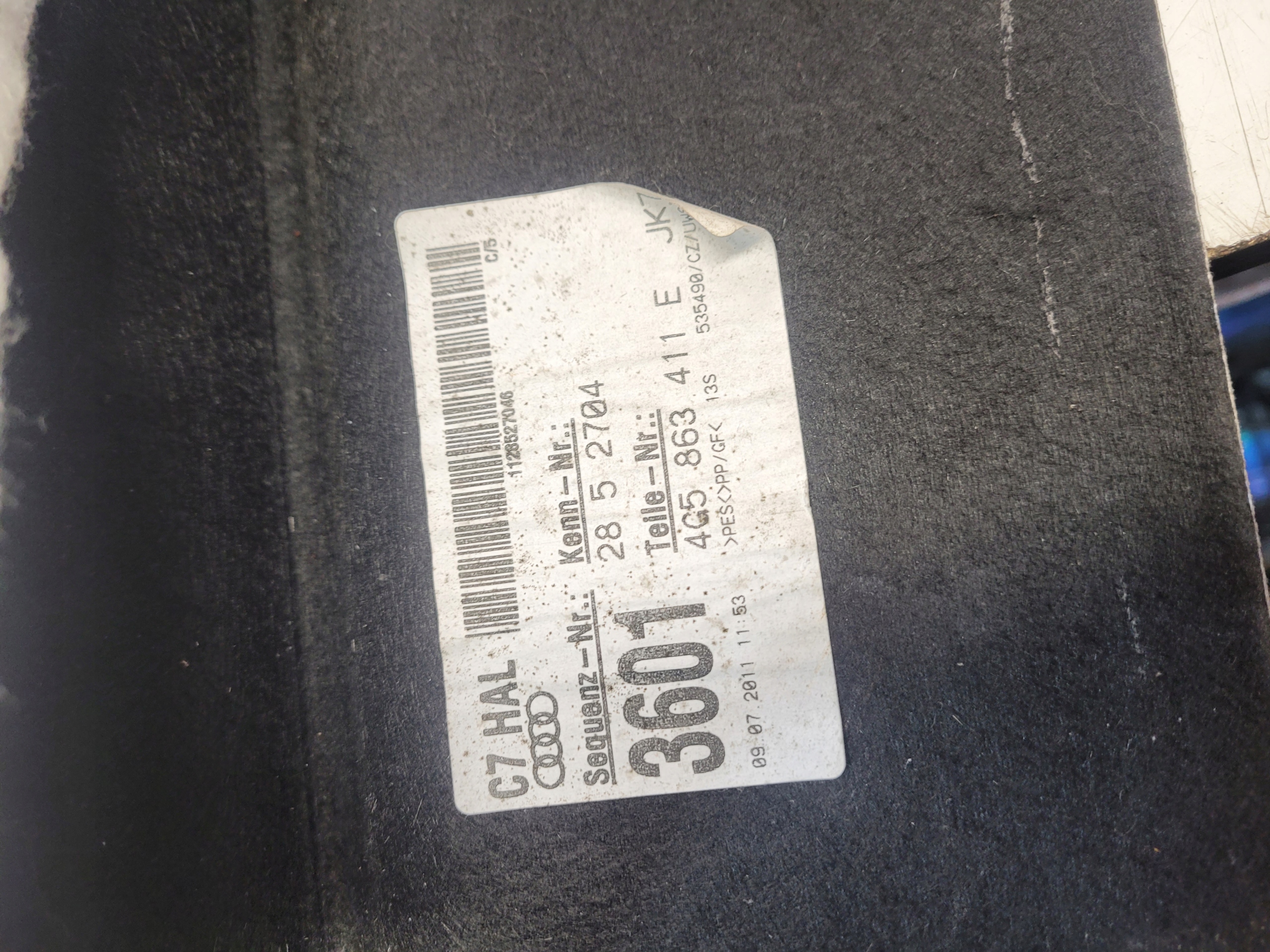 ABDECKUNG, HUTABLAGE HINTEN HECK AUDI A6 C7 SEDAN 4G5863411E