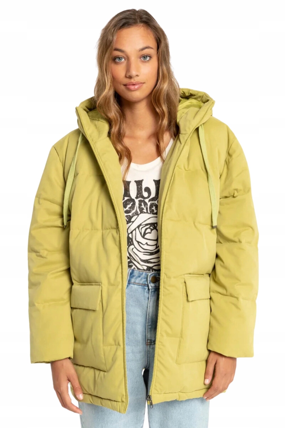 Dámská zateplená zimní bunda Billabong parka s kapucí, péřová, velikost L