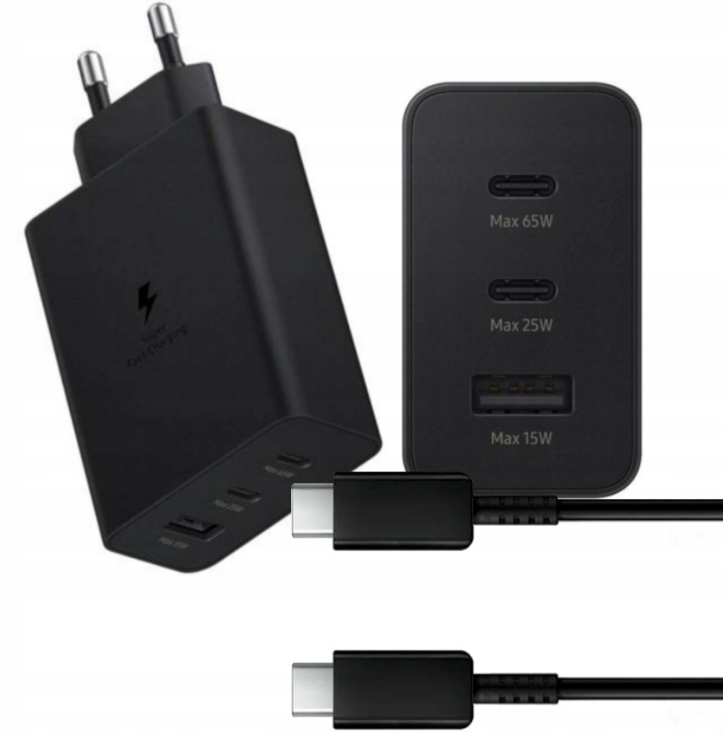 Szybka Ładowarka 3x Usb 65W 1x Usb-a +2x Usb-c Dla Samsung Galaxy +kabel 1M