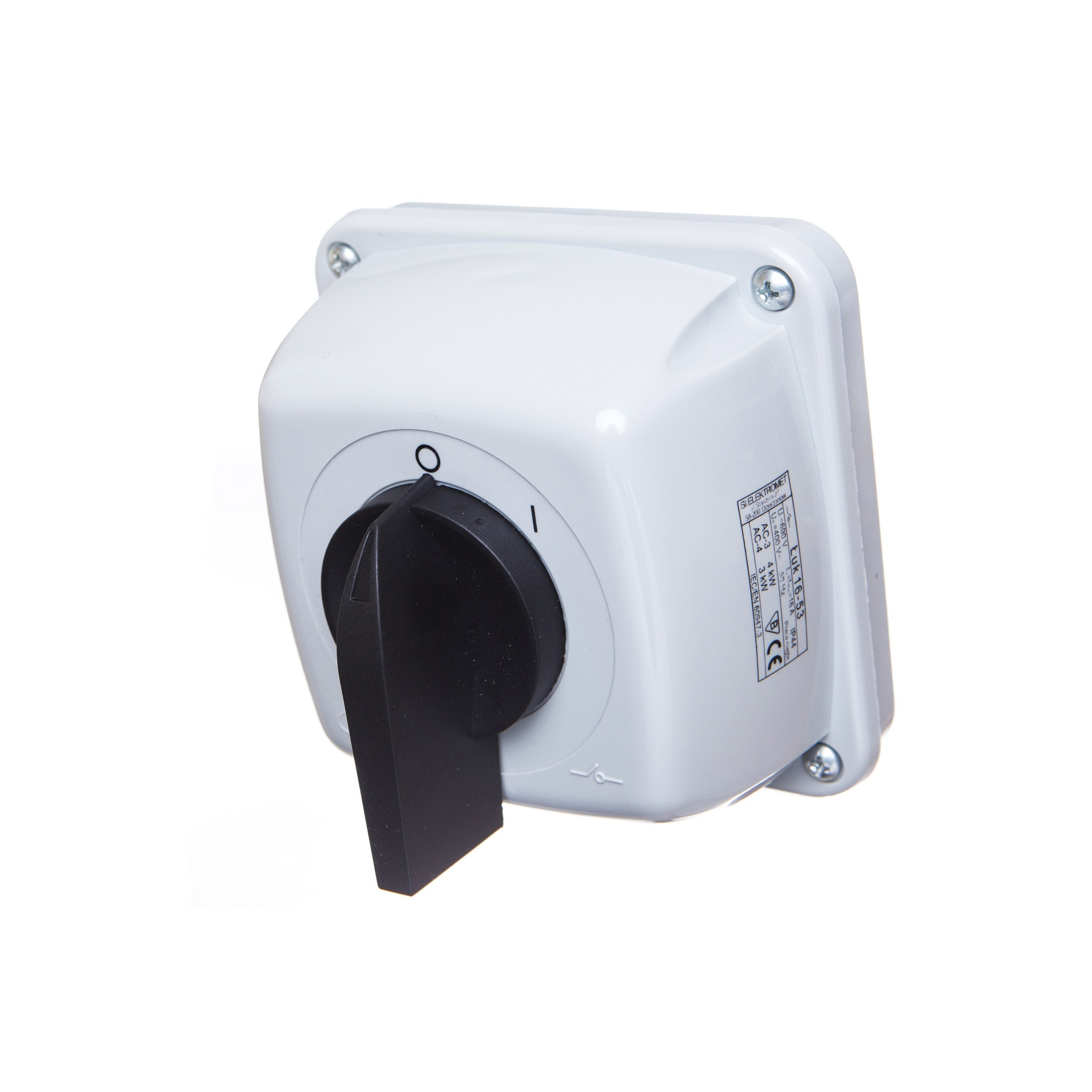 Łącznik Krzywkowy W Obudowie 25A 0-1 1P Dźwignia Czarna IP44 Elektromet Luk