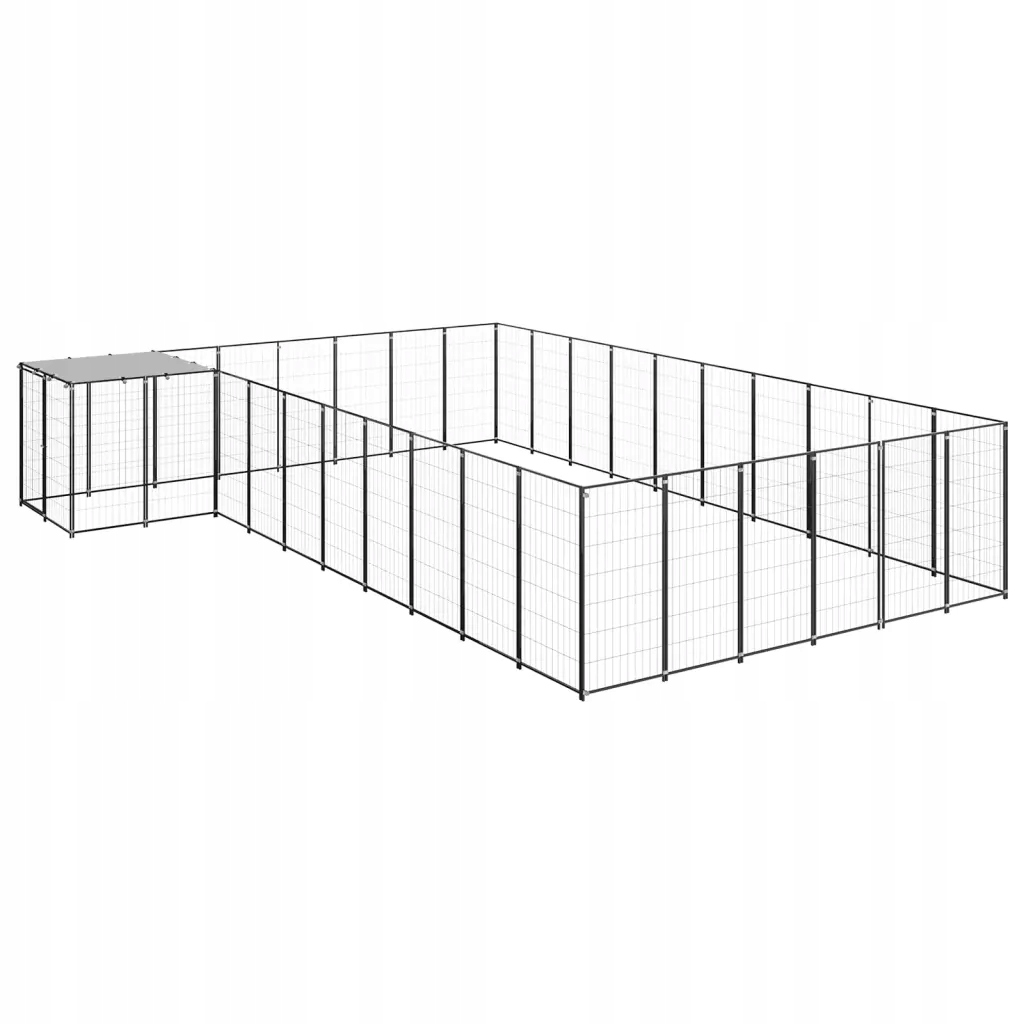 Levně Psí kotec černý 19,36 m² ocel