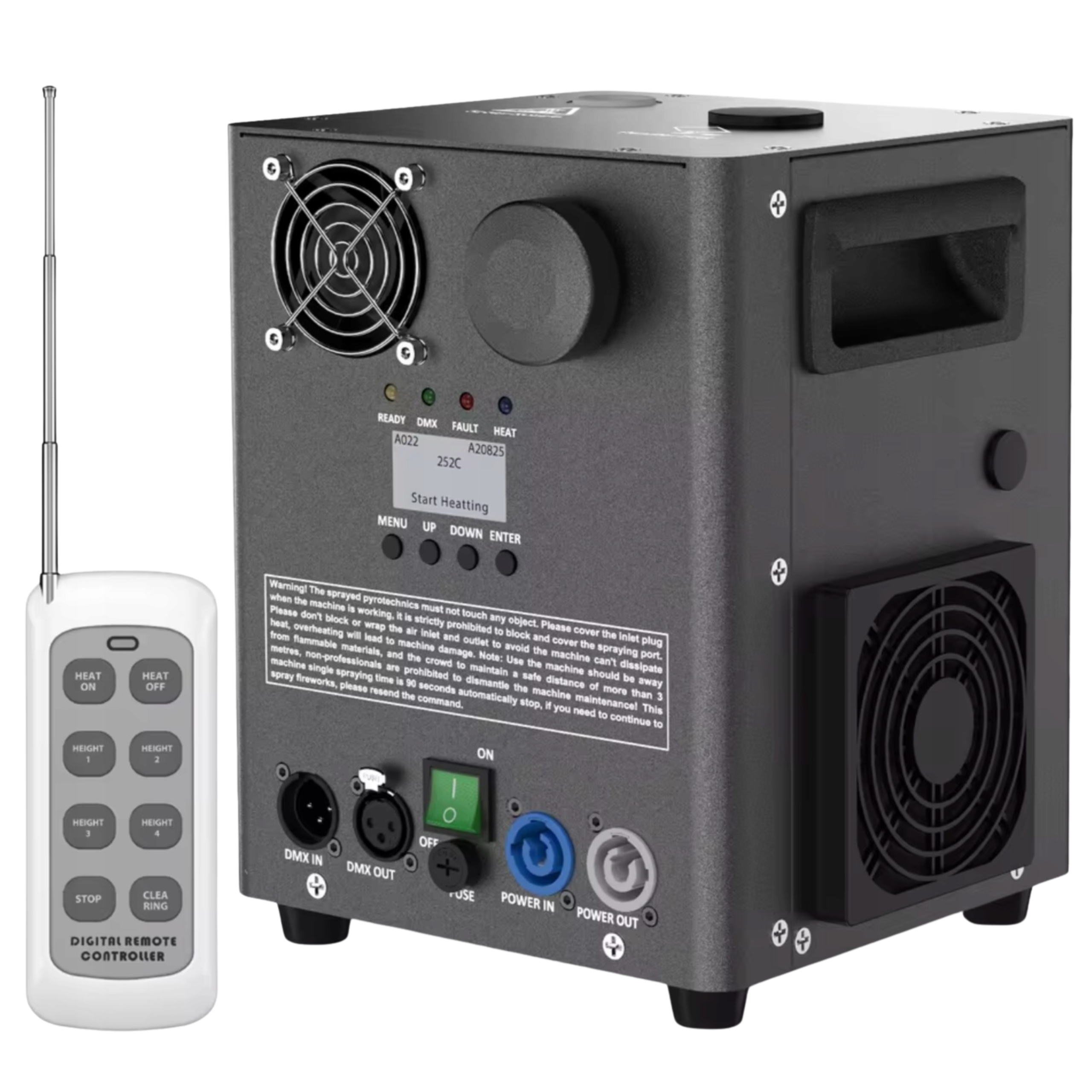 Fontána Iskier 800W 5.5M Výrobník na svatební hostina Vystřelovač Dálkové ovládání