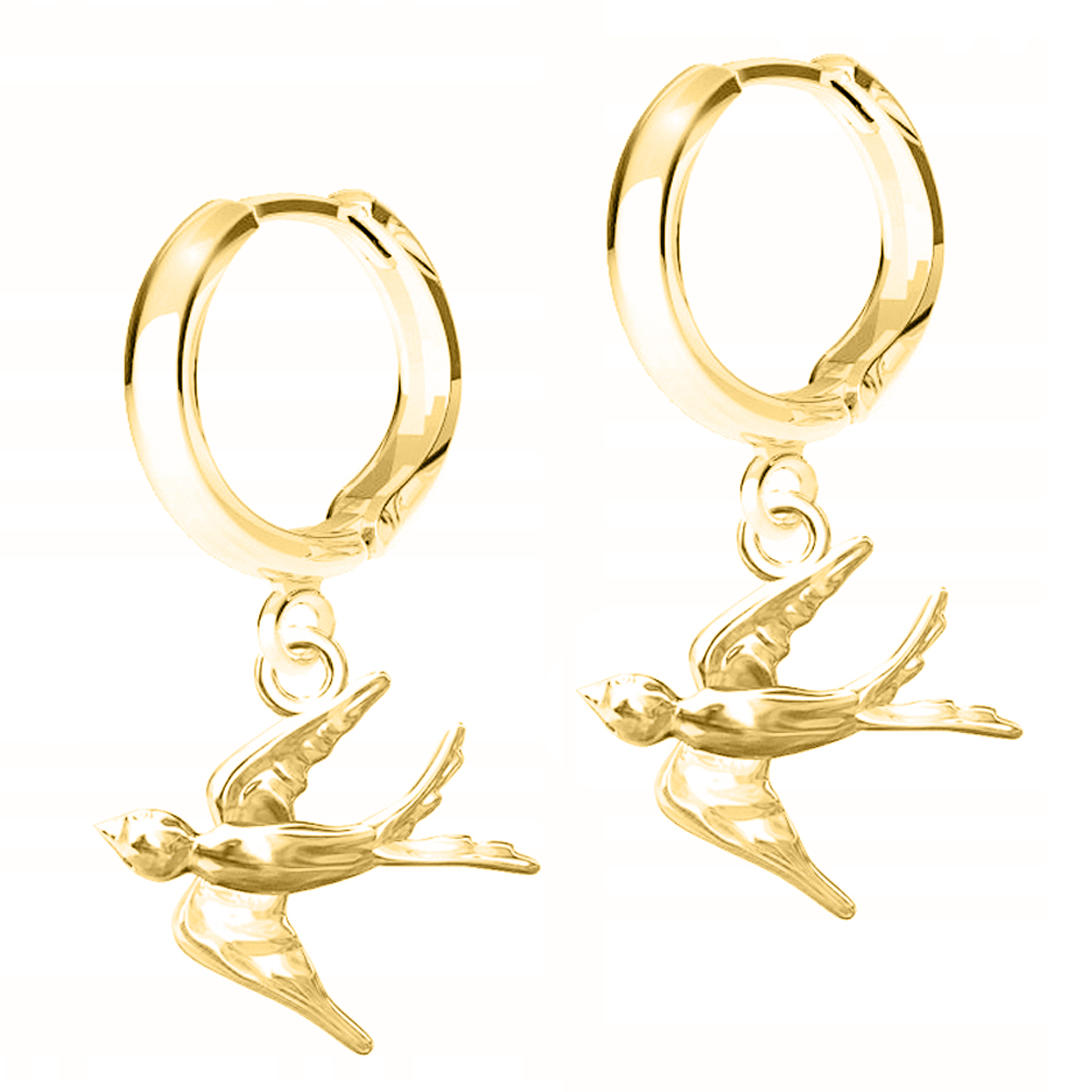 Zlaté Náušnice Ptáci Vlaštovky Kolibříci Bird Pták Vlaštovka Stříbro 925