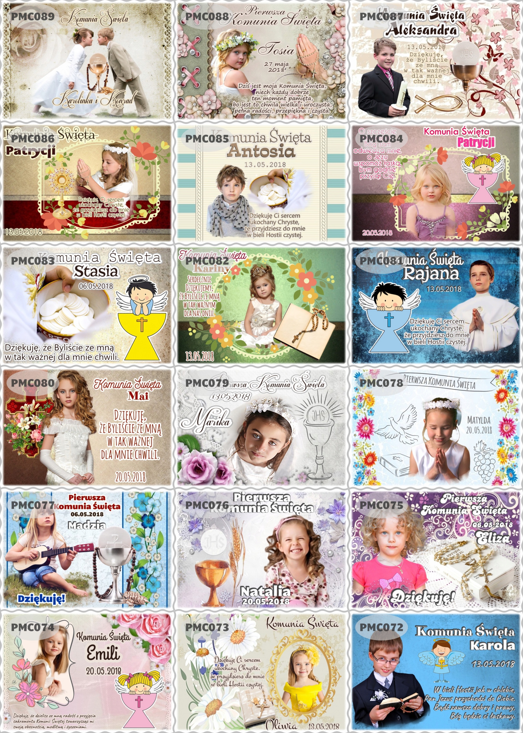 Magnes personalizowany 10x7 podziękowania Chrzest Roczek Komunia Św. Okazje komunia
