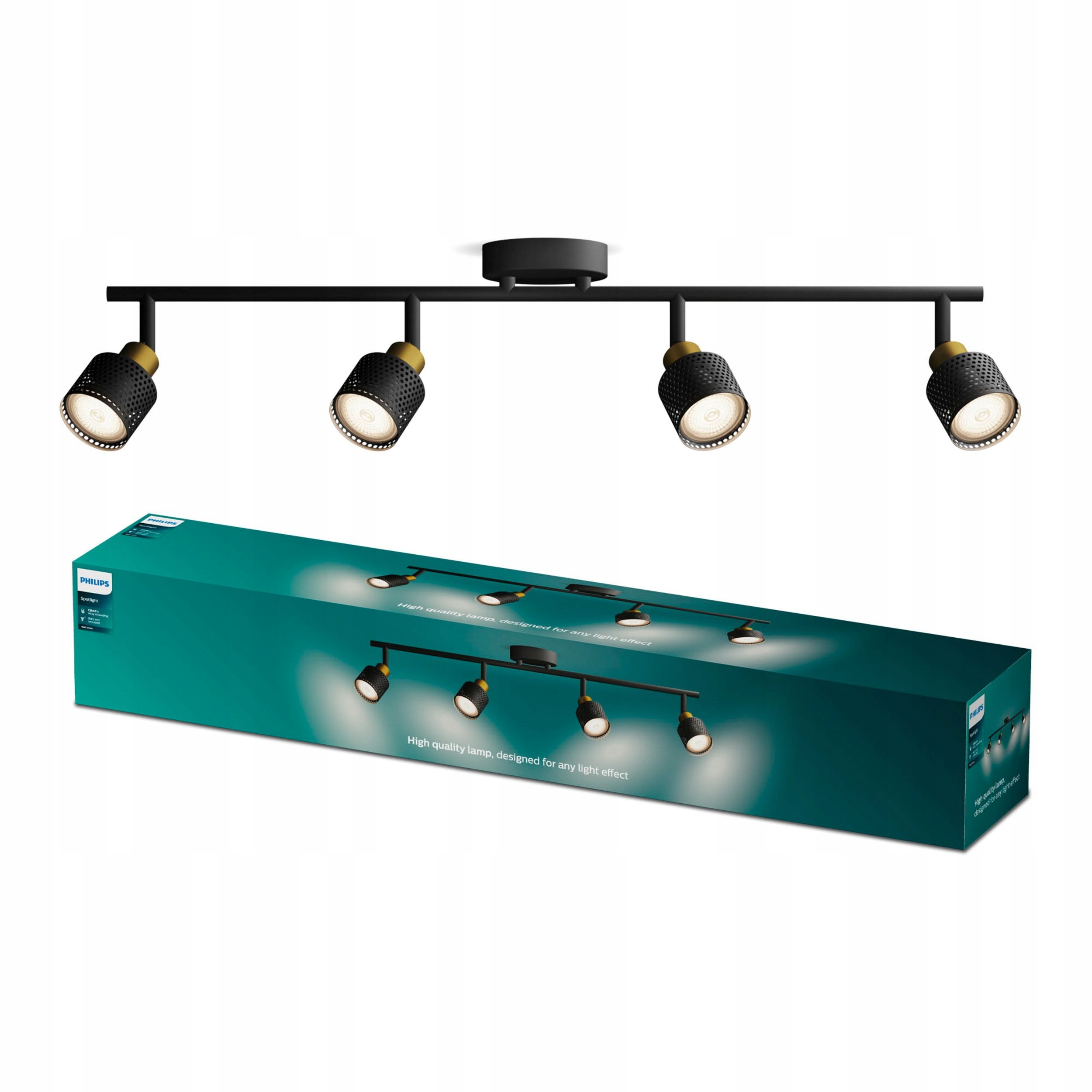 Stropná lampa Reflektor 4x GU10 čierna-meďová Niall Philips