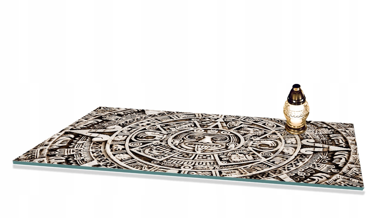 Podstavec pod Hřbitovní Svíčka vzor Aztek na hřbitov Tvrzené sklo 90x52 cm