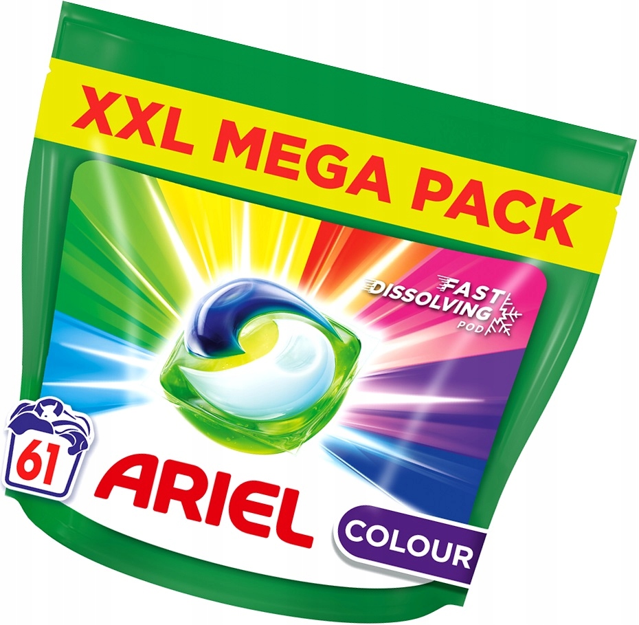 Levně Kapsle na praní barev Ariel Allin1 Pods Fast Dissolving 61 kusů De
