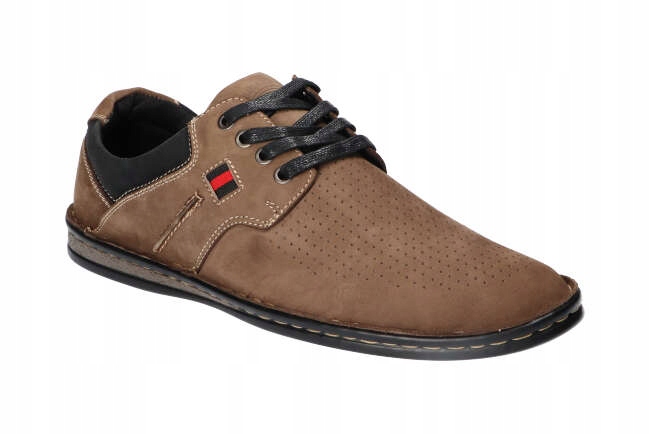 American Club CY47 Originální Polobotky Lehké Kožené Boty Pánské Hnědé 41