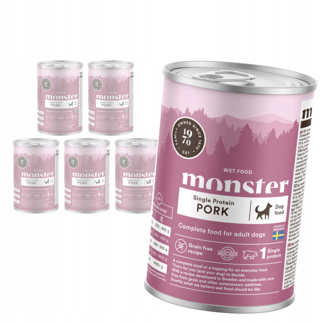 Monster Dog Single Protein Pork 6x400g Krmivo mokré pro psa s vepřovým masem