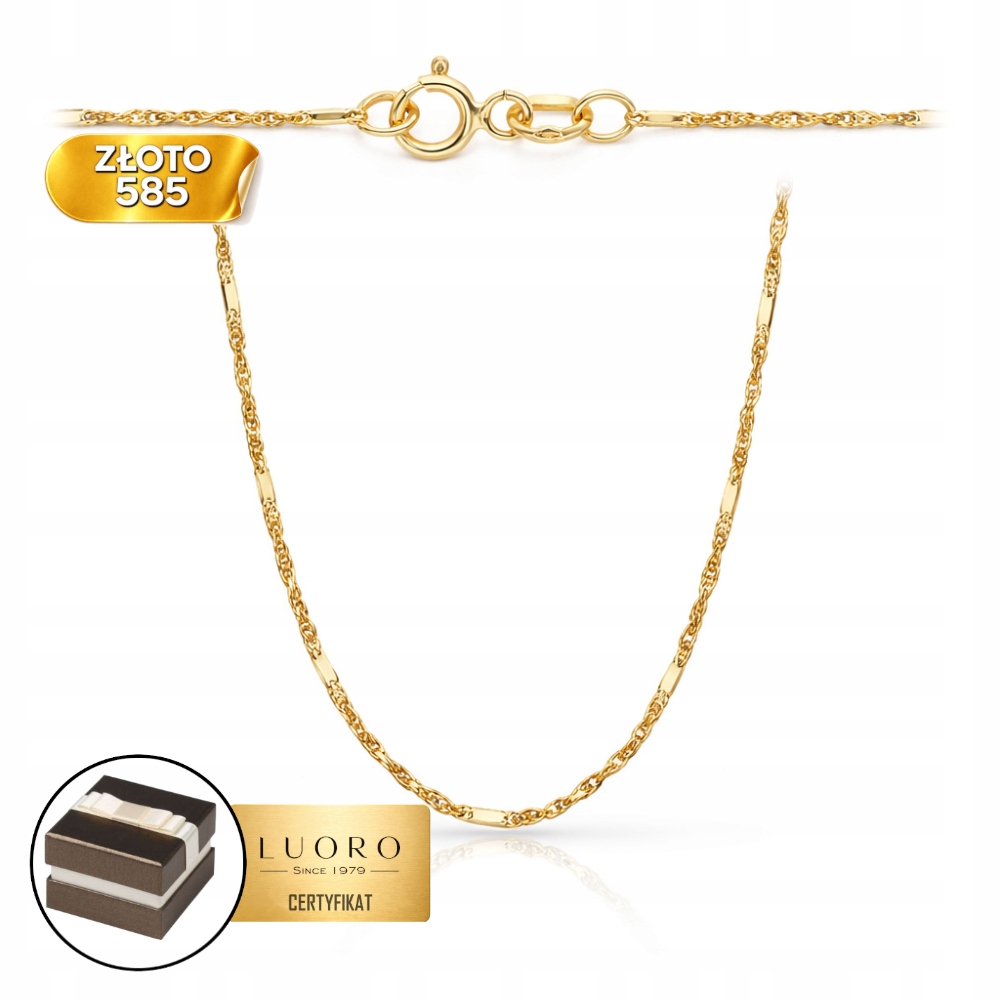Řetízek Zlatý 585 14K Singapur S Vazbou A Plechem 50 CM Elegantní