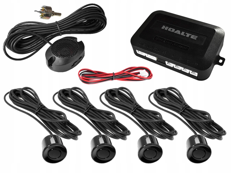 CZUJNIKI PARKOWANIA COFANIA 4 CZARNE SENSORY TYŁ BUZZER DŹWIĘK PARKTRONIC Napięcie zasilania 12 V