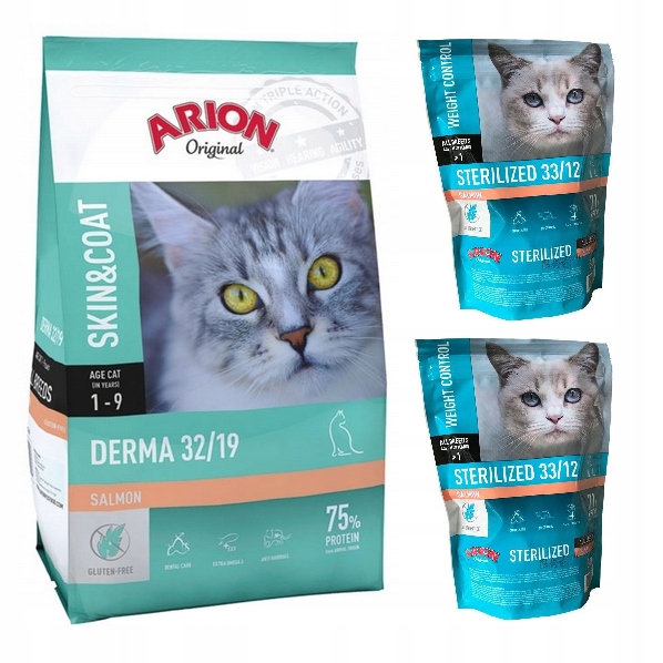 Arion Original Derma sucha karma dla kota z łososiem 7,5 kg 2x300g