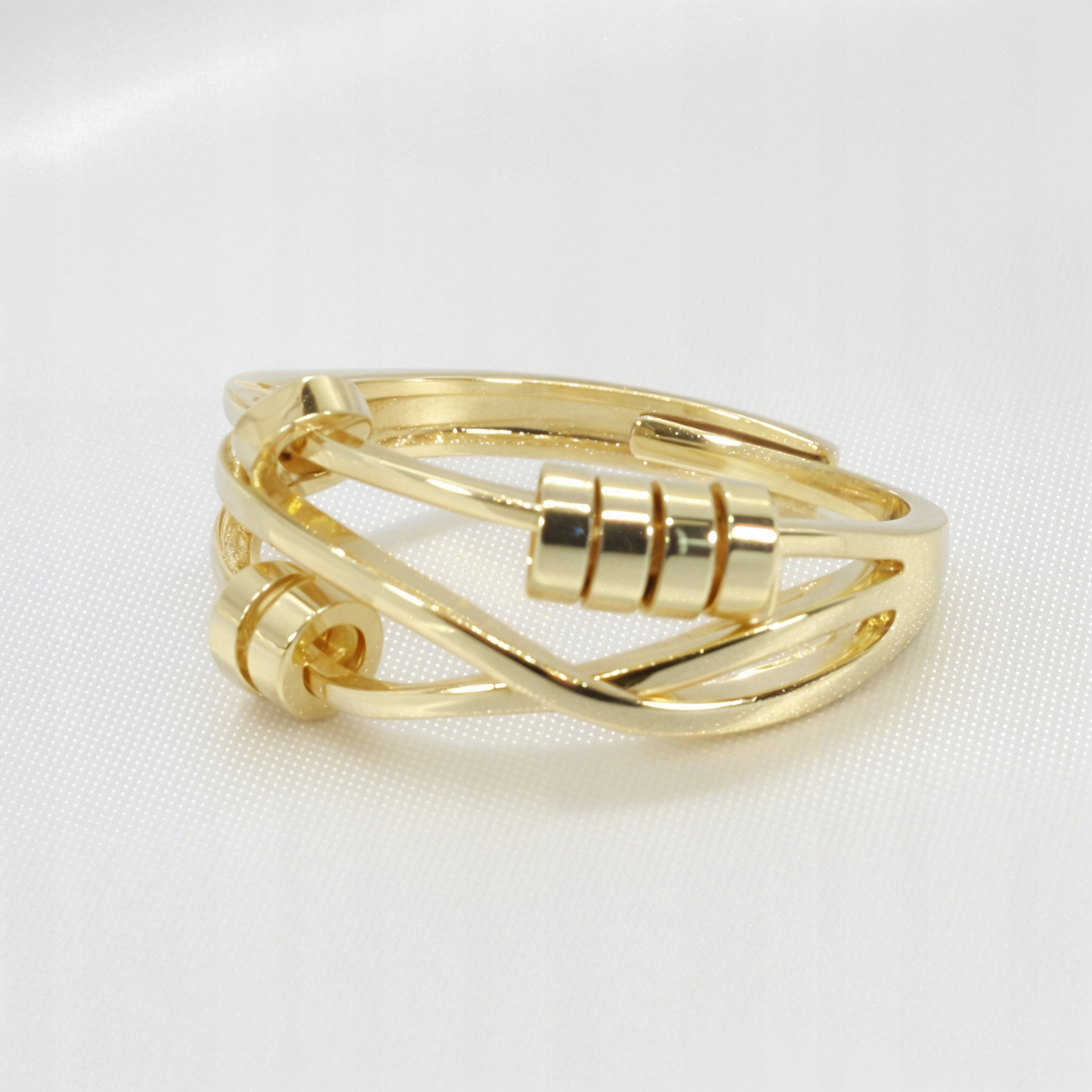 ZŁOTY ELEGANCKI PIERŚCIONEK antystresowy stal regulowany rozmiar prezent EAN (GTIN) 5907291170007