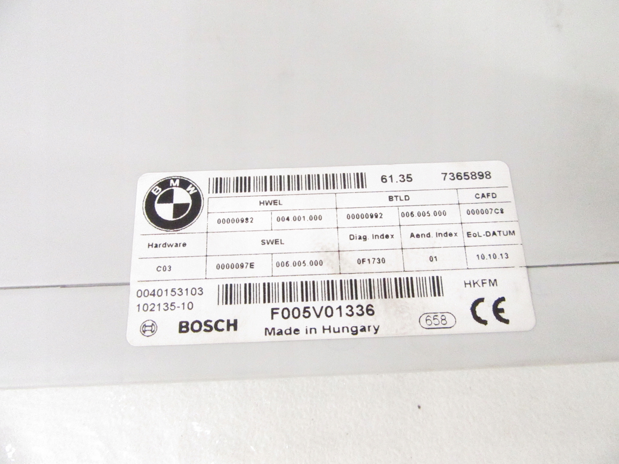 control unit module bonnet electrical HKL BMW 5 F11 Kombi Touring 7365898