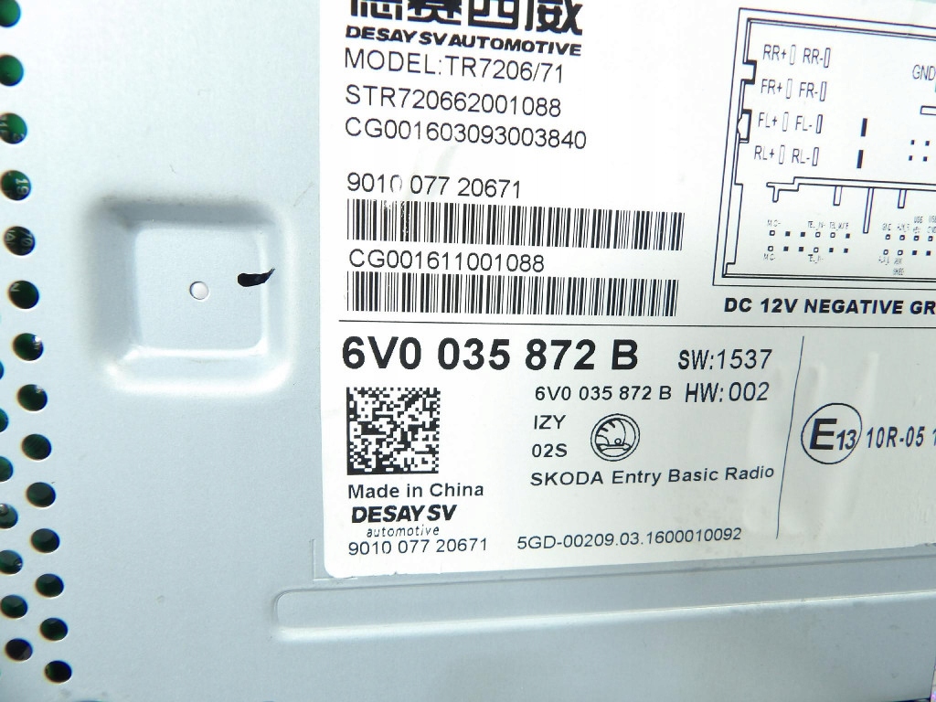 SKODA FABIA III 3 RADIO 6V0035872B