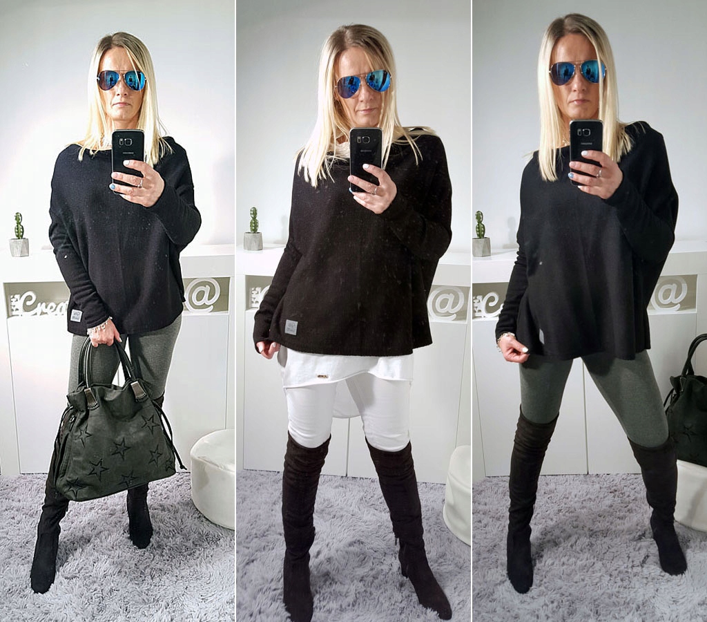 

Sweterek Oversize Tunika Sweter Wool Odkryte Ramię