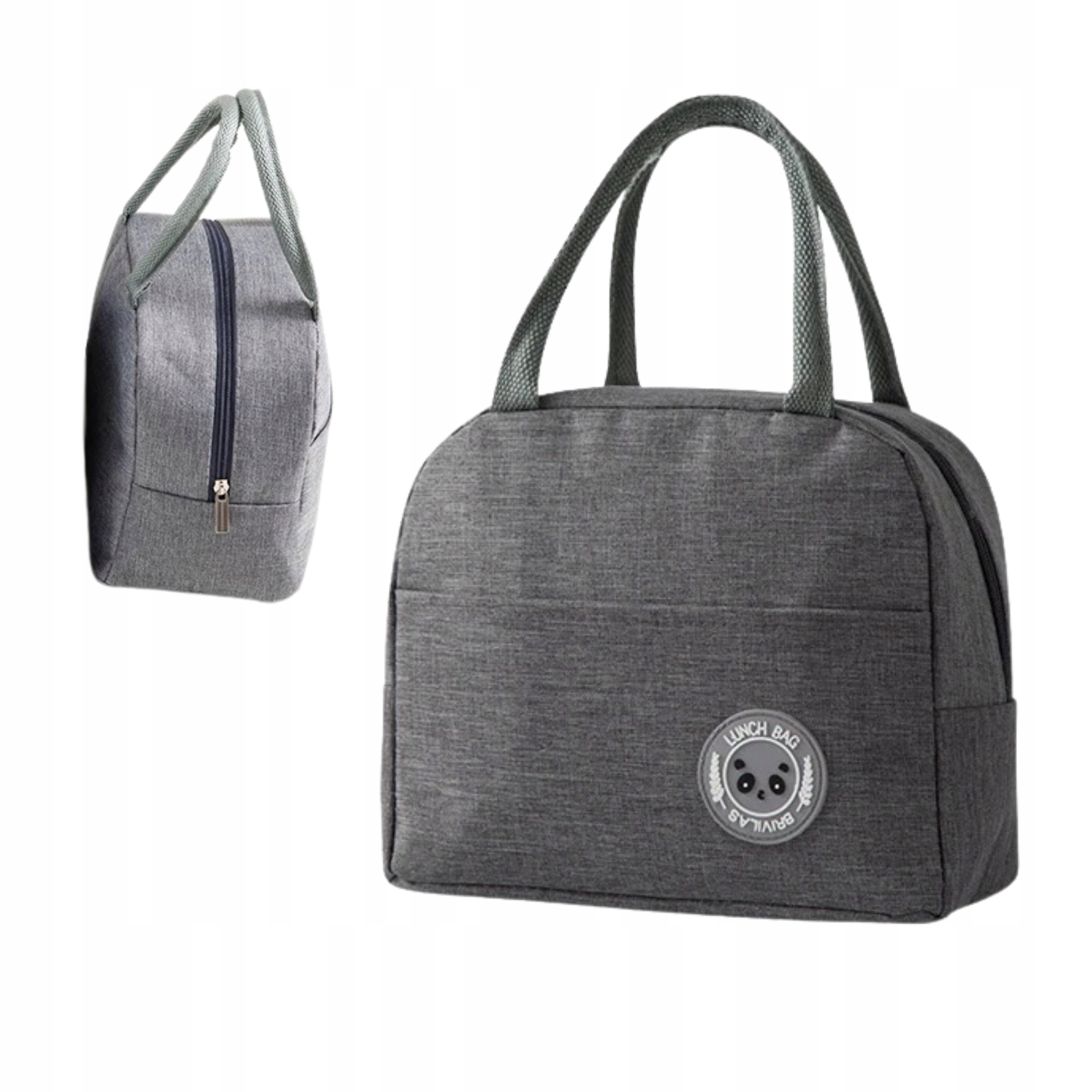 LUNCHBOX TORBA TERMICZNA NA ŻYWNOŚĆ NA JEDZENIE SZARA NA SUWAK