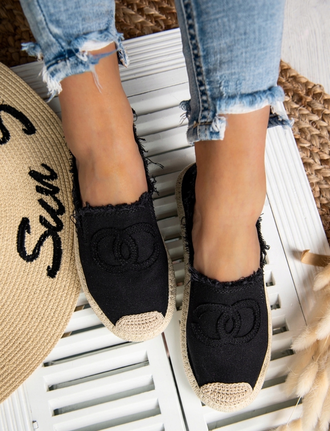 CZARNE ESPADRYLE CHANELKI 38 Rozmiar 38