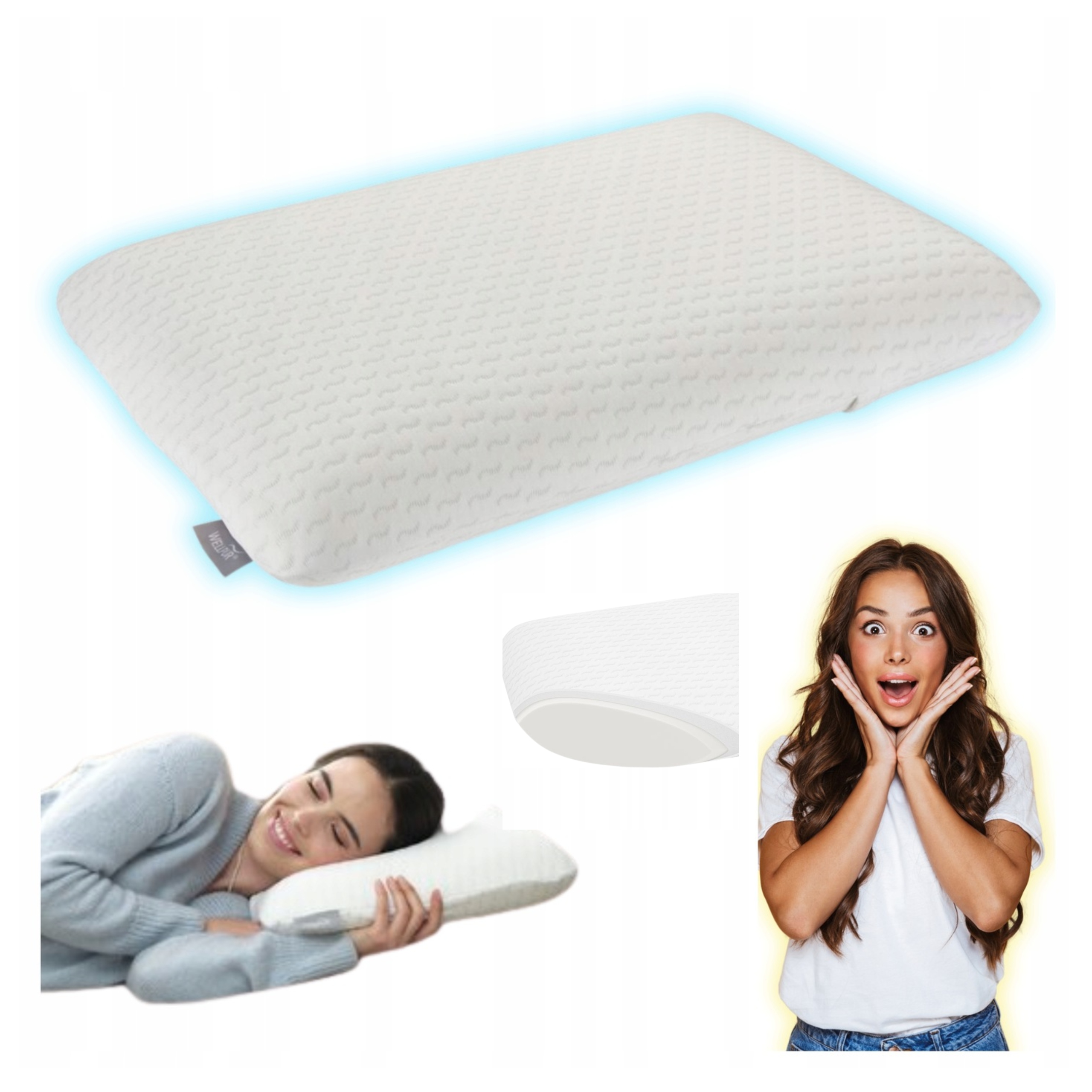 Polštář na spaní Viglen 40x60x11 cm Bílý Pevný Trvanlivý Příjemný