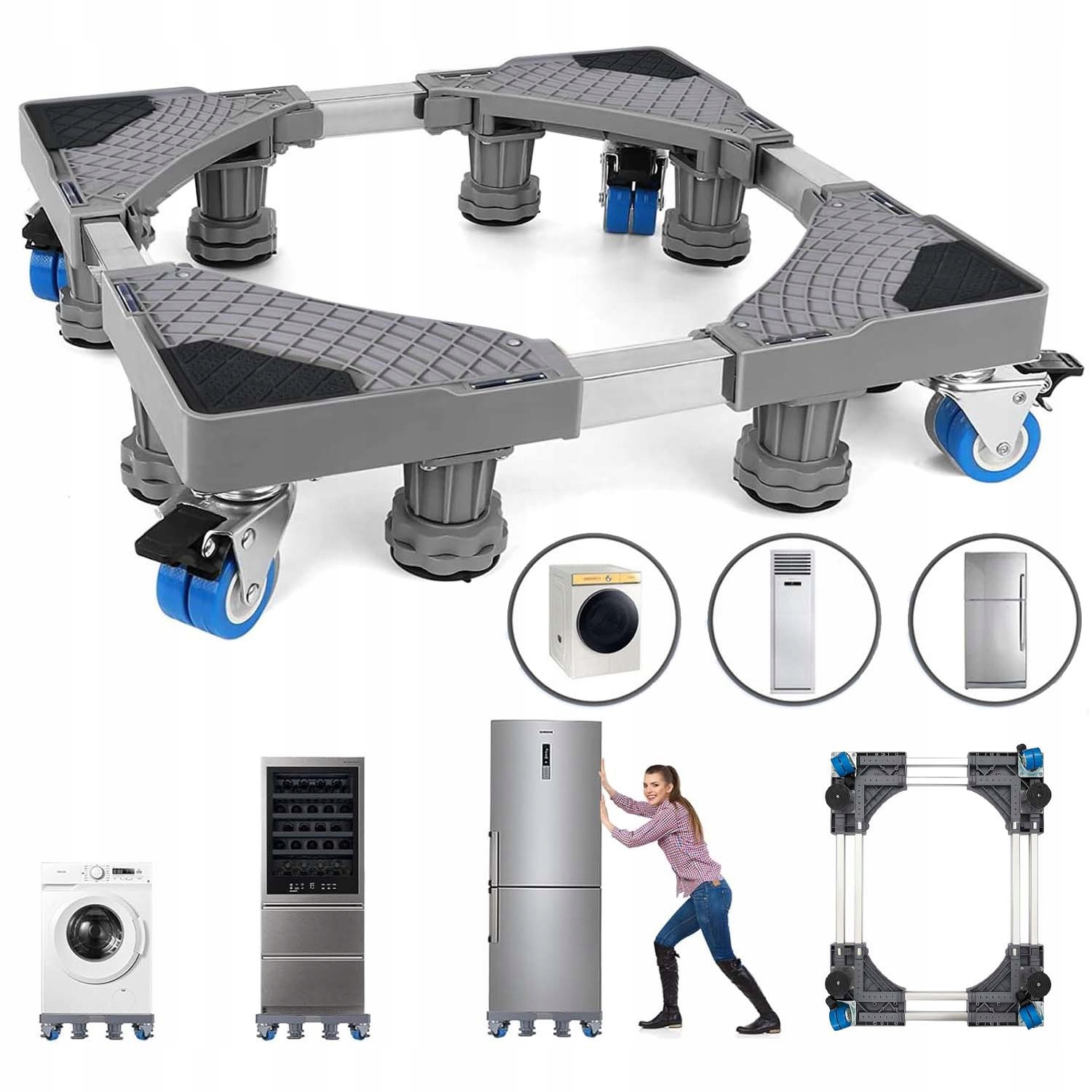 Stojak Podkładka Pod Pralkę Lodówkę Zmywarkę Regulowana Z Kółka Do 250KG