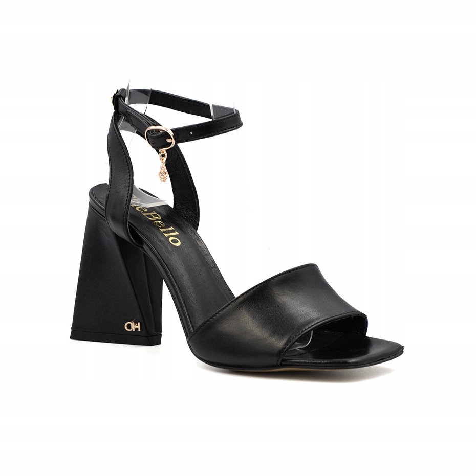 Černé dámské sandály na pohodlném a stabilním koženém podpatku CheBello 36