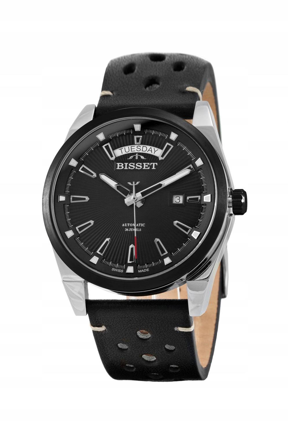 Švýcarské nové Pánské hodinky Bisset BIS077 na řemínku Gravírování