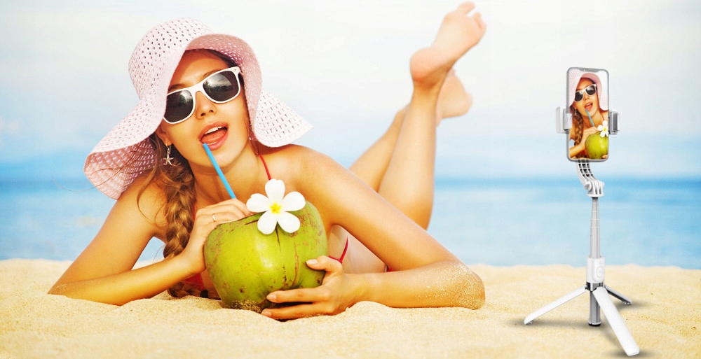 Kij selfie GIMBAL +statyw do SAMSUNG S20 Kolor biały