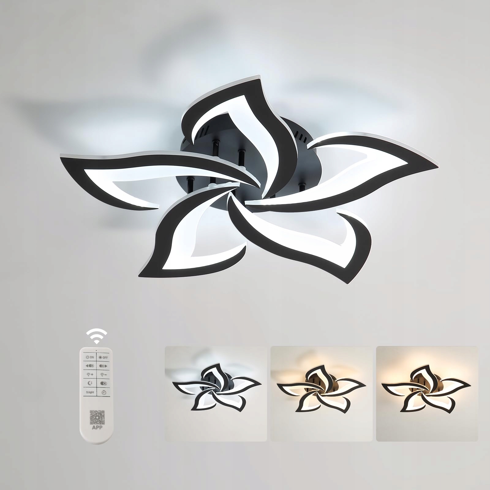 Comely Stropní svítidlo Led, 40 W, černé, stmívatelné, s dálkovým ovládáním